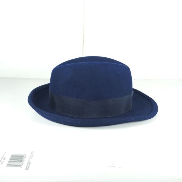 TORY BURCH Women\'s OS Blue 100% Wool Logo Fedora Hat main image 13